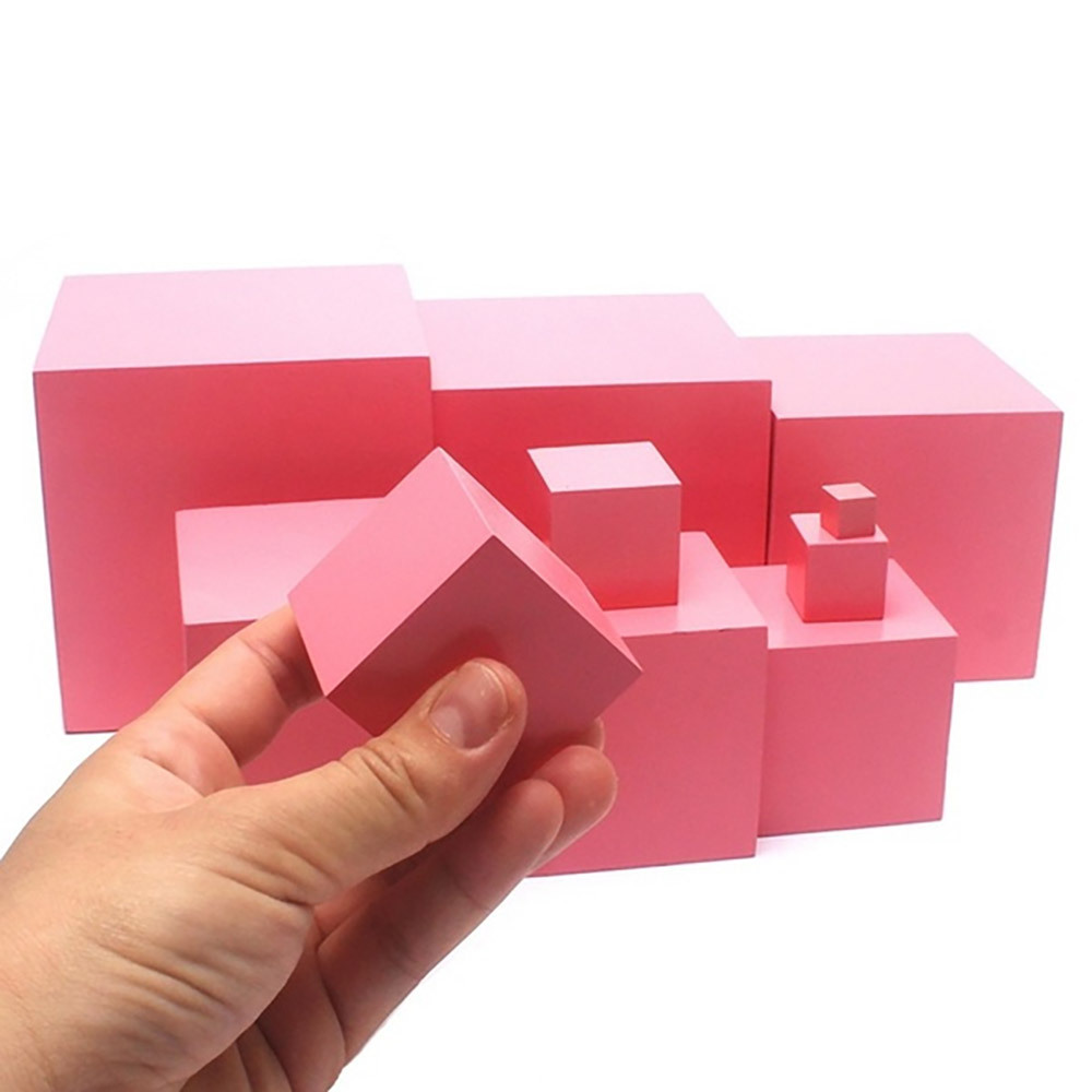 Education Wooden Toy Materiales Montessori Baby Toys Pink Tower Kids Gift Pink Tower Montessori Materials Sensorial
