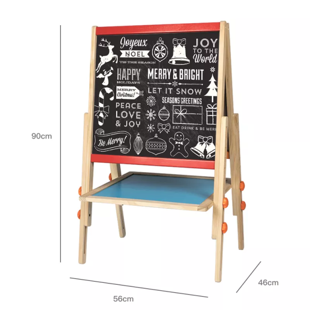 Montessori Large Wooden Learning Easel Stand Double Sided Adjustable Easel Standing Drawing Board For Kids