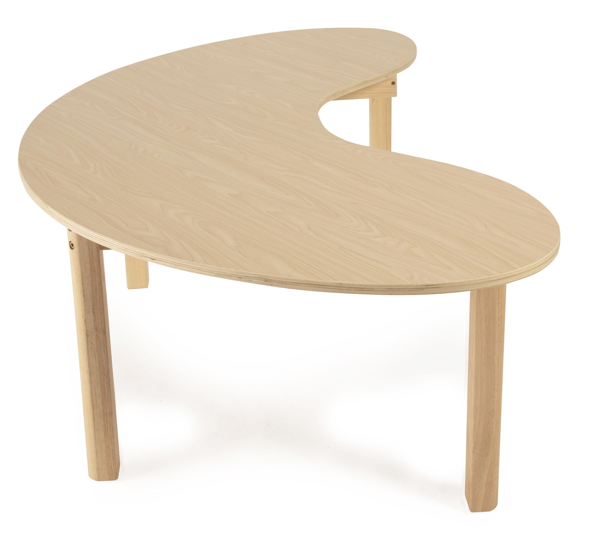 Hot Sales School Furniture Classroom Comfortable Tbale Desk For Student Modern Customized Moon shaped Wood Tbale For Kids