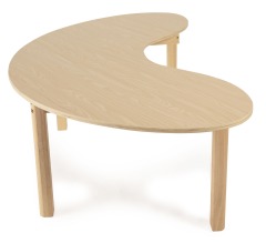 Hot Sales School Furniture Classroom Comfortable Tbale Desk For Student Modern Customized Moon shaped Wood Tbale For Kids