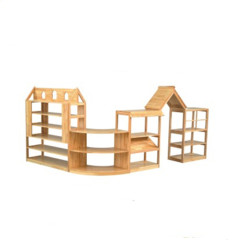Kindergarten Furniture Solid Wooden Corner Shelf Baby Children Toys Storage Cabinets Set Wood Storage Cabinet