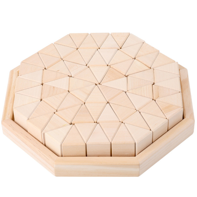 New Design Children Montessori Education Block Wooden Rainbow Triangle Shape Blocks Toy Building Blocks Toy