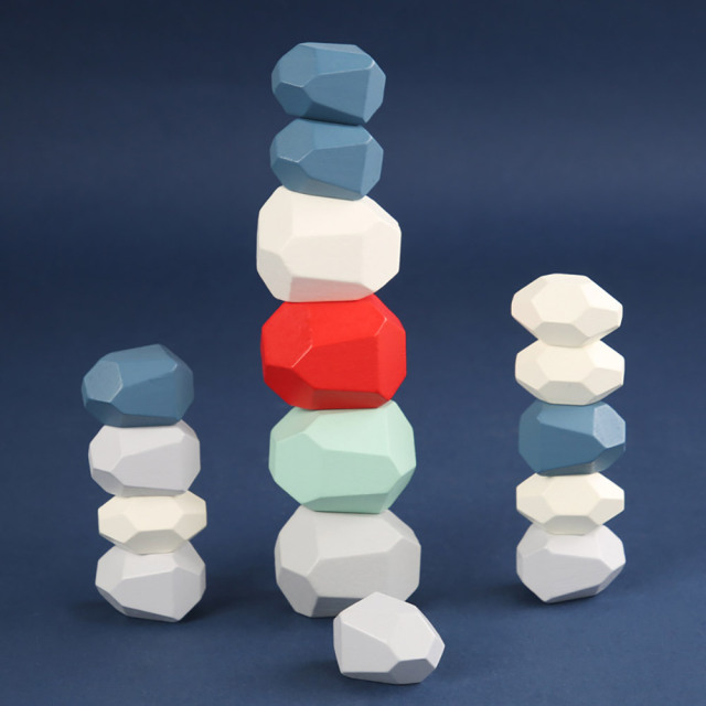 Wooden Toys Set Rainbow With Balancing Stones Rainbow Stacker Baby Gift Montessori Wooden Puzzle