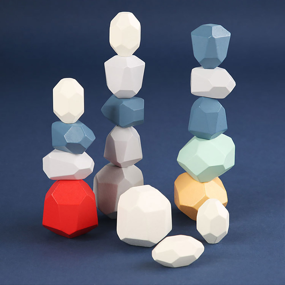 Wooden Toys Set Rainbow With Balancing Stones Rainbow Stacker Baby Gift Montessori Wooden Puzzle