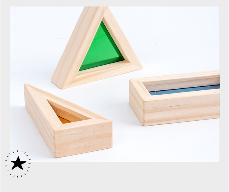 Baby Montessori Kids Toy Educational Toy Rainbow Acrylic Wooden Building Blocks