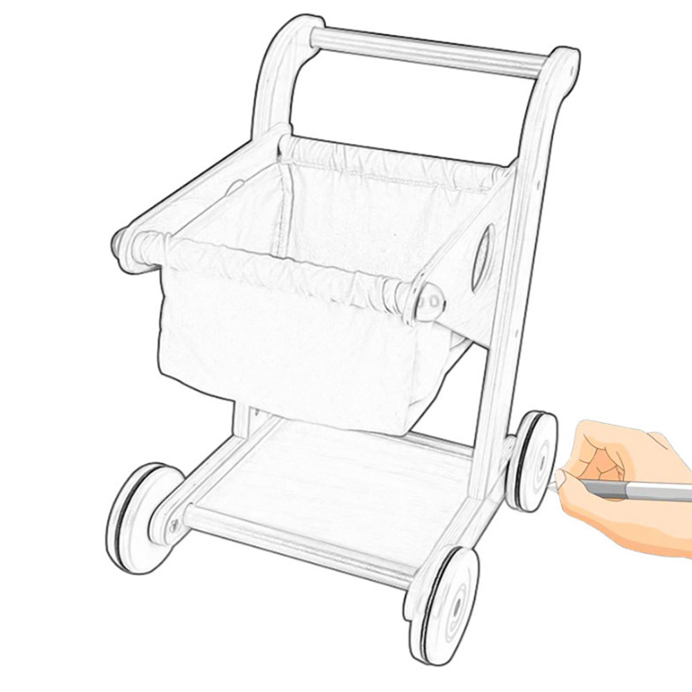 Wooden Toy Pram Baby Walker Stroller Baby Push Walker Baby Trolley Cart Learning Walker