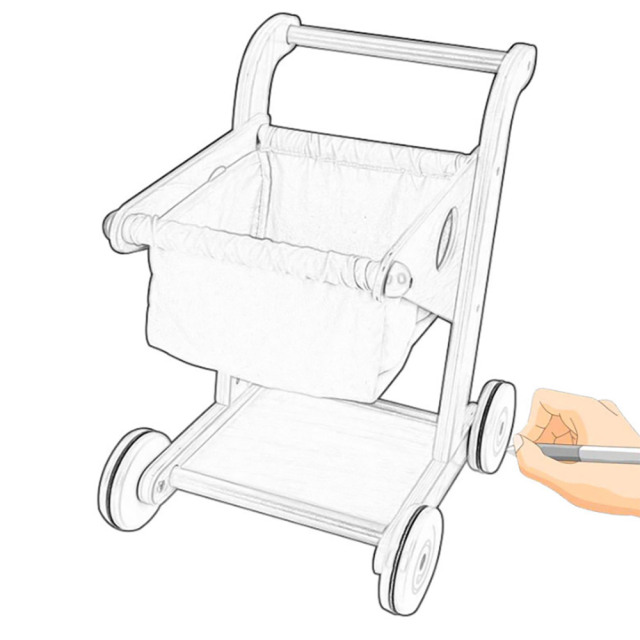 Wooden Toy Pram Baby Walker Stroller Baby Push Walker Baby Trolley Cart Learning Walker