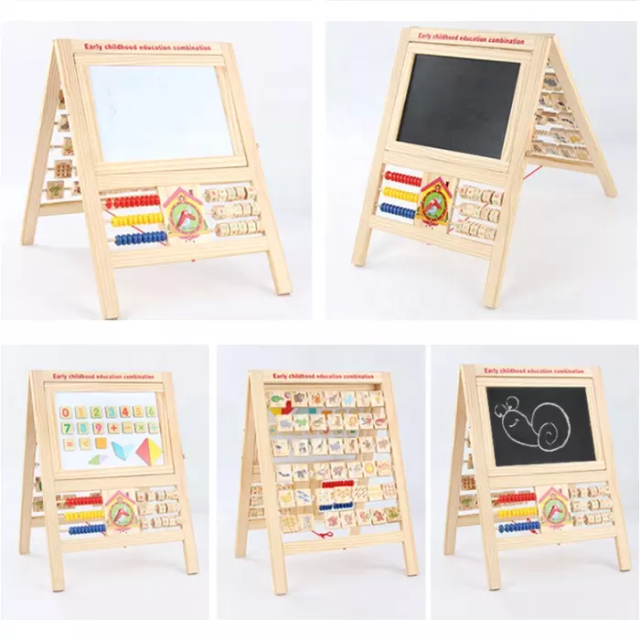 Kids Wooden Learning Game Montessori Painting Board Kids Drawing Boards Toys For Infant Learning Educational
