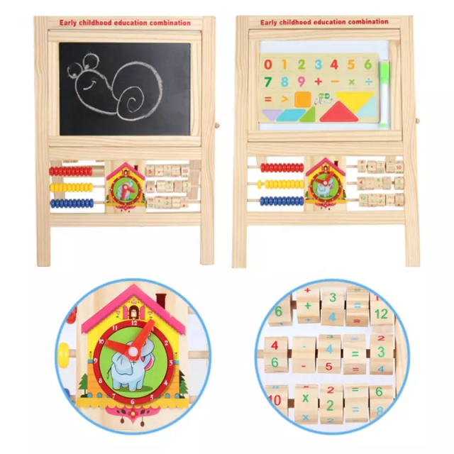 Kids Drawing Board Set Kids Wooden Toy Educational Learning Easel Toy Infant And Toddler Drawing Board