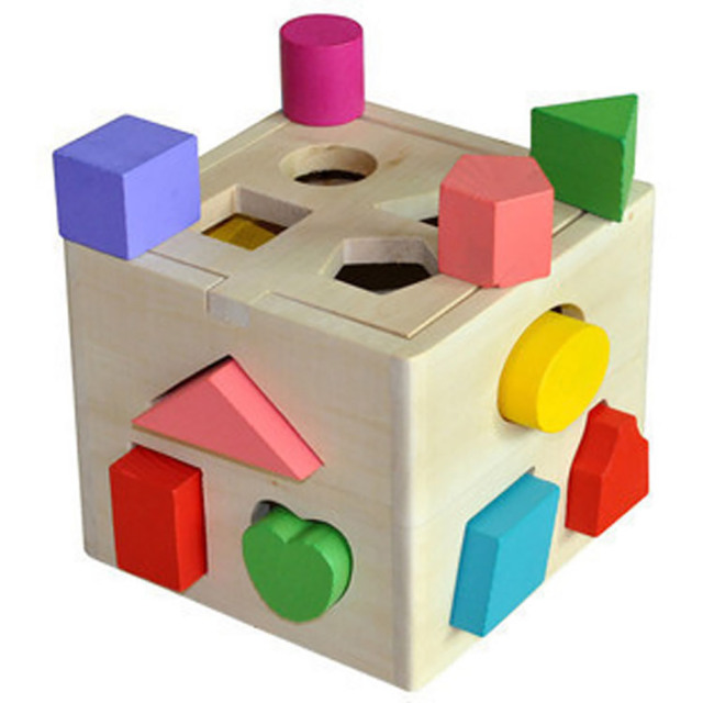 Baby Shape Matching Building Blocks Intelligence Box Baby Children Educational Toys Wooden