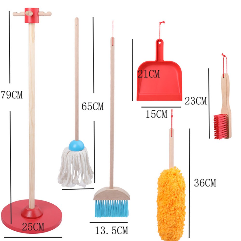 Wooden Toys Clean House Cleaning Tools Stand For Cleaning Equipment Montessori Practical Life Kids Educational Toys