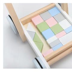 Baby Wooden Trolley Walker Walker Toy Baby Building Blocks Wooden Baby Learning Walker Toddler Toys