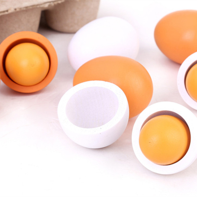 Pretend Play Kitchen Food Cooking Kids Children Play House Toy Simulation Wooden Eggs