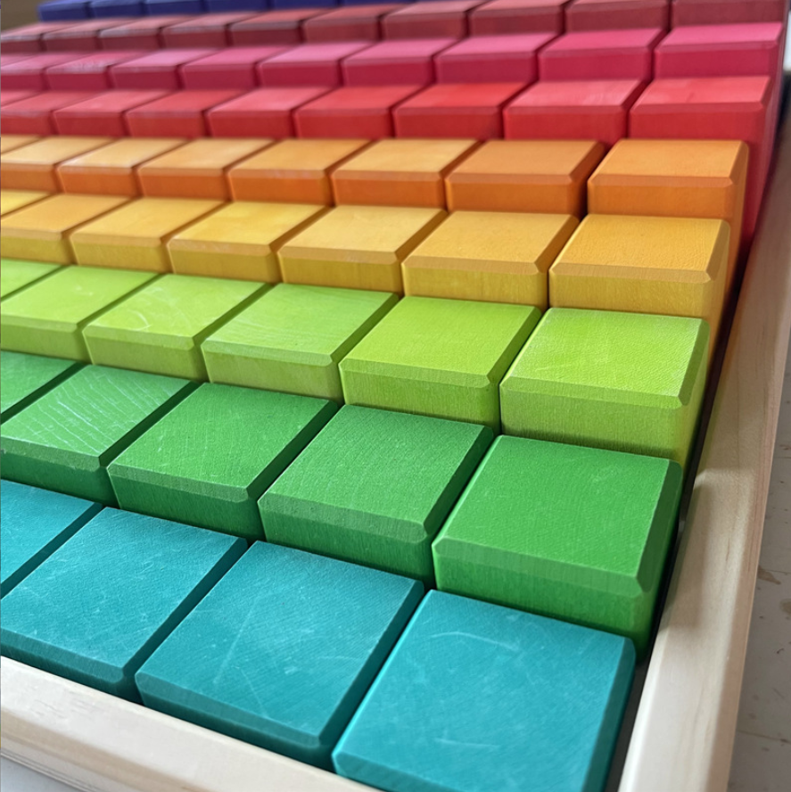 Wooden Rainbow Education Toys Kids Play Wooden Rainbow Stack Block Montessori Toys For Child Building Blocks