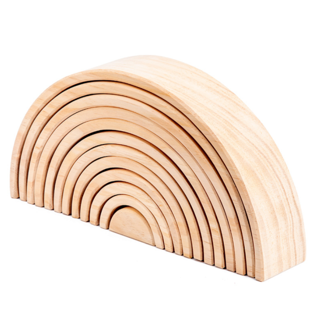 Large Wooden Rainbow Stacker Rainbow Stacking Toys Montessori Learning Toys Rainbow Blocks Early Education Toys