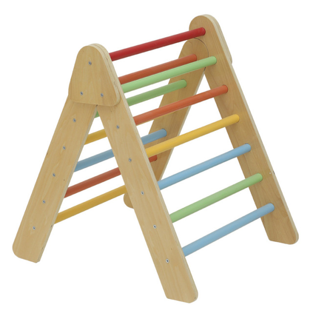 Wooden Kids Play Gym Montessori Triangle Kids Toys Climber Playground Climbing Triangle Montessori Pickler Triangle With Ramp
