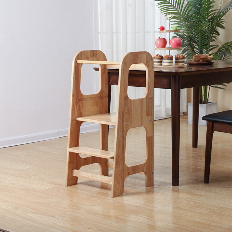 Children Kitchen Step Stool Kids Natural Wooden Climbing Frame Montessori Toddler Learning Tower Montessori Kitchen Helper