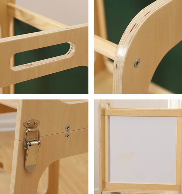 Adjustable Height Kids Wooden Kitchen Step Stool Foldable Montessori Learning Tower For Toddler Kids