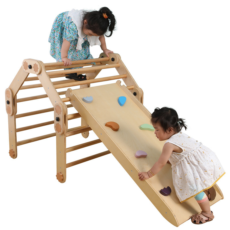 Montessori Pickler Triangle Indoor Folding Climbing Frame Wooden Foldable Pickler Climbing Set