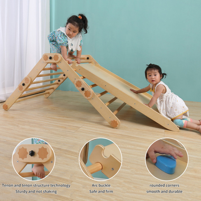 Montessori Wooden Climbing Frame Foldable Indoor Play Gym Playground Children Pickler Triangle Climbing