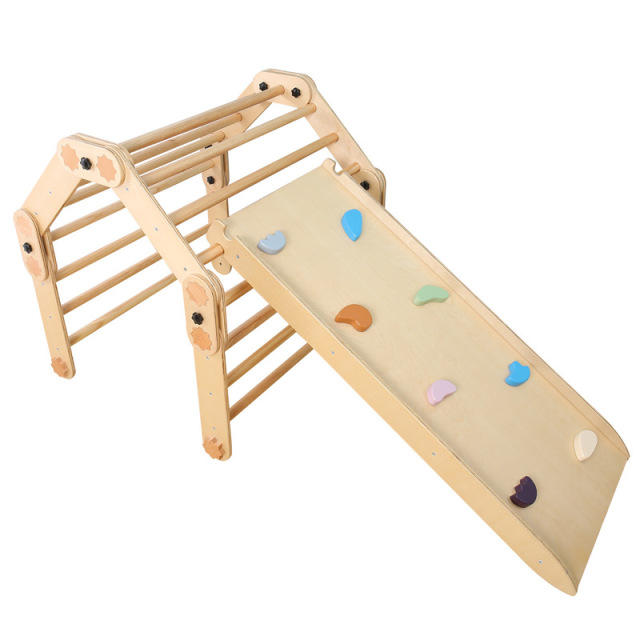 Montessori Wooden Climbing Frame Foldable Indoor Play Gym Playground Children Pickler Triangle Climbing