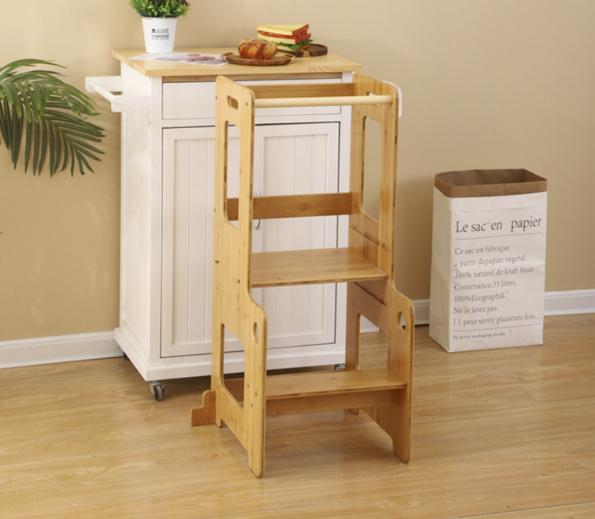 Kids Montessori Learning Tower Home Child Kitchen Helper Standing Kitchen Step Stool Safety Learning Tower Montessori