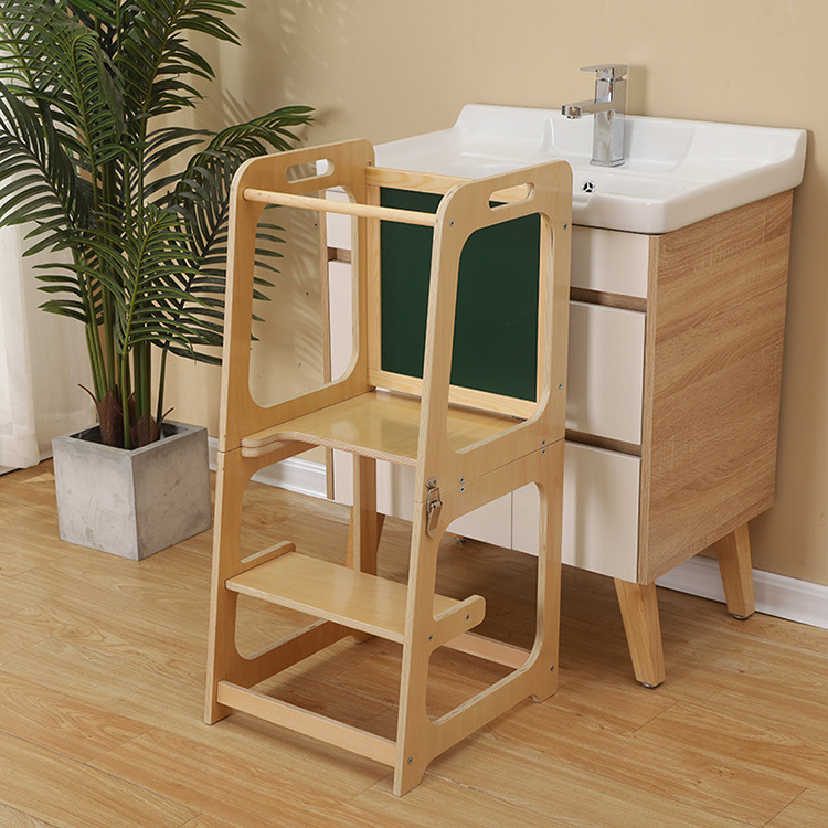 Kid Foldable Kitchen Helper With Writing Board Kids Step Stool Learning Tower For Children Wooden Montessori Learning Tower