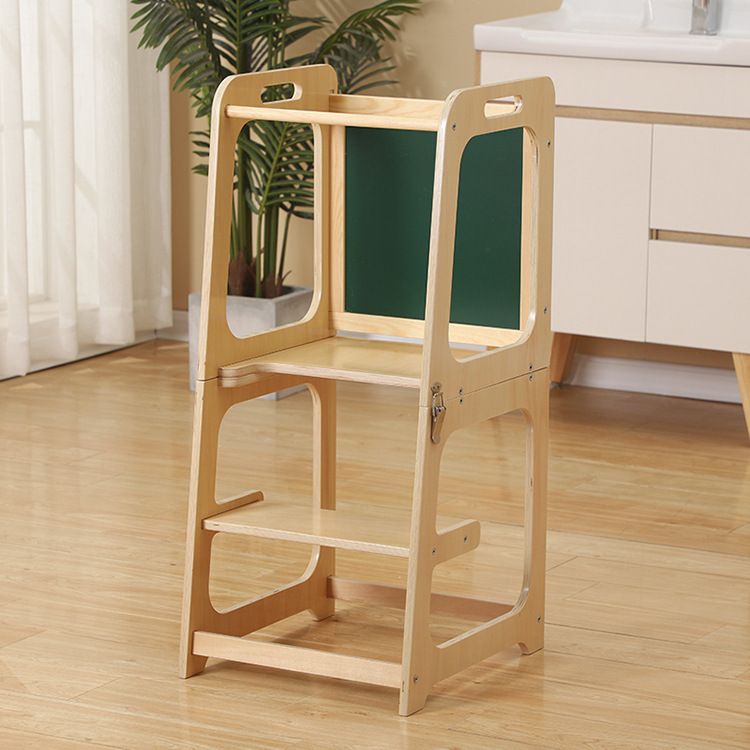 Kid Foldable Kitchen Helper With Writing Board Kids Step Stool Learning Tower For Children Wooden Montessori Learning Tower