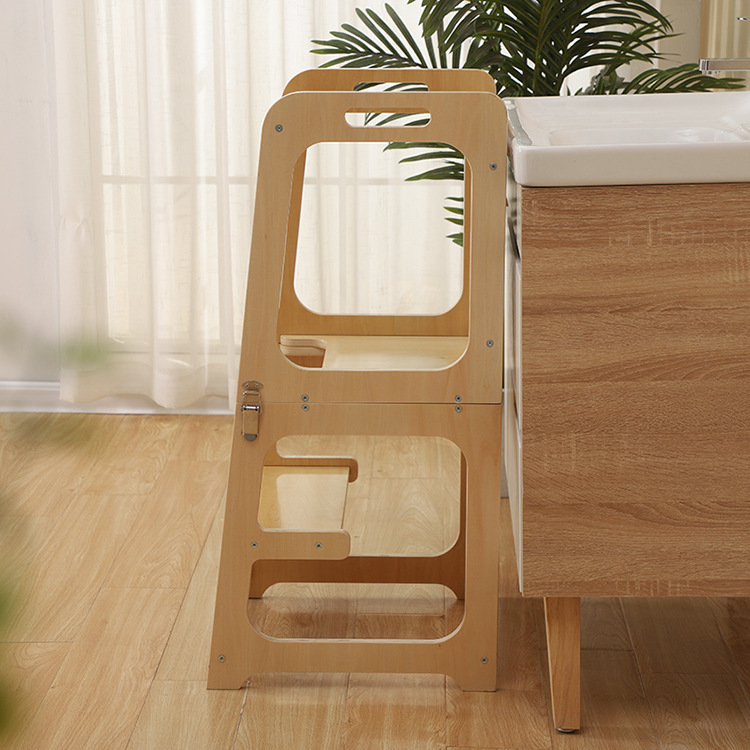Adjustable Foldable Kids Wooden Hands Washing Stool Montessori Learning Tower Children Kitchen Helper For Home