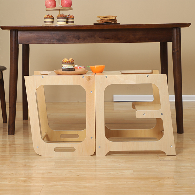 Kid Foldable Kitchen Helper With Writing Board Kids Step Stool Learning Tower For Children Wooden Montessori Learning Tower