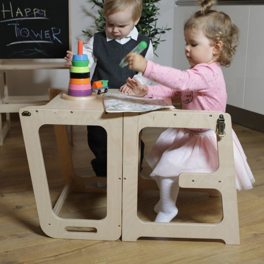 Kids Montessori Learning Tower Kitchen Step Stools Tools Living Room Furniture Wooden Learning Tower Adjustable Height