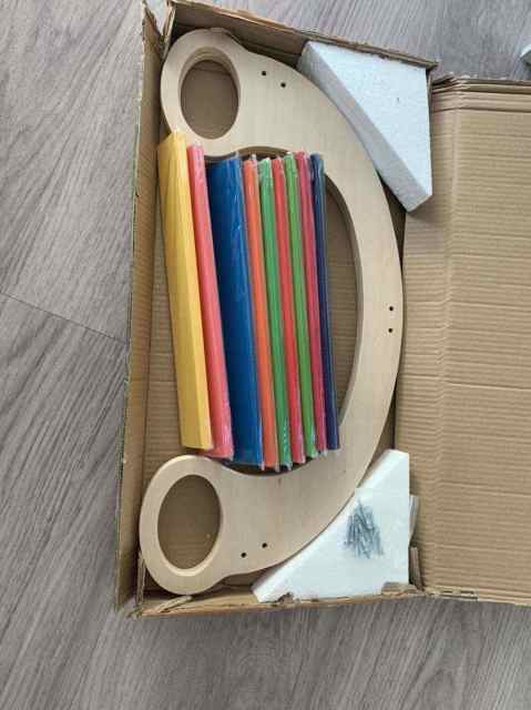 Kids Rainbow Rocking Chair Montessori Wooden Kids Indoor Climbing Gym Preschool Rocking Chair Toys