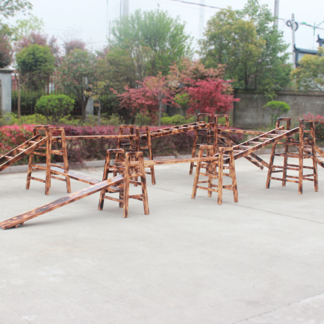 Wooden Kids Outdoor Climbing Furniture Playground Climbing With Ladder Wood Kids Climbing Set