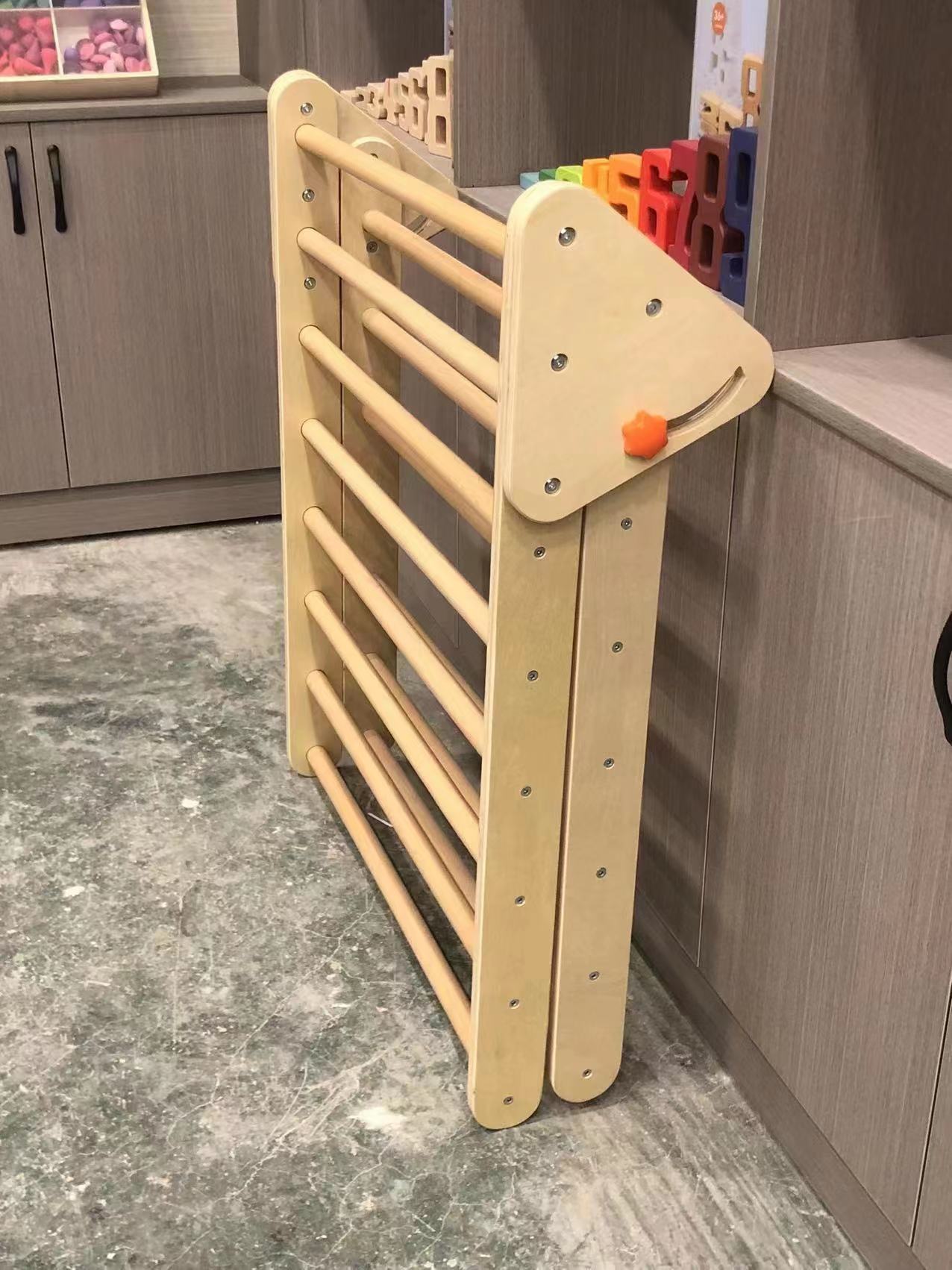 Baby Montessori Wooden Kids Indoor Triangle Climbing Gym Frame Preschool Furniture Climbing Toys Climbing Triangle Frame
