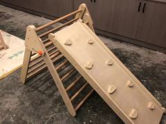 Wooden Montessori Toddler Climbing Furniture Indoor Playground Triangle With Ladder Climbing Triangle For Kids