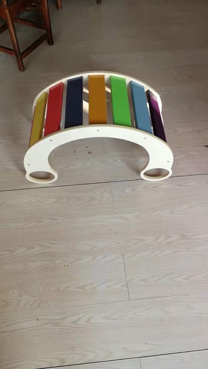 Kids Rainbow Rocking Chair Montessori Wooden Kids Indoor Climbing Gym Preschool Rocking Chair Toys