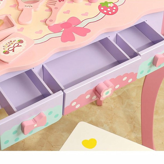Girls Simulation Play House Early Childhood Education Baby Birthday Gift Wooden Children's Dressing Table Toy