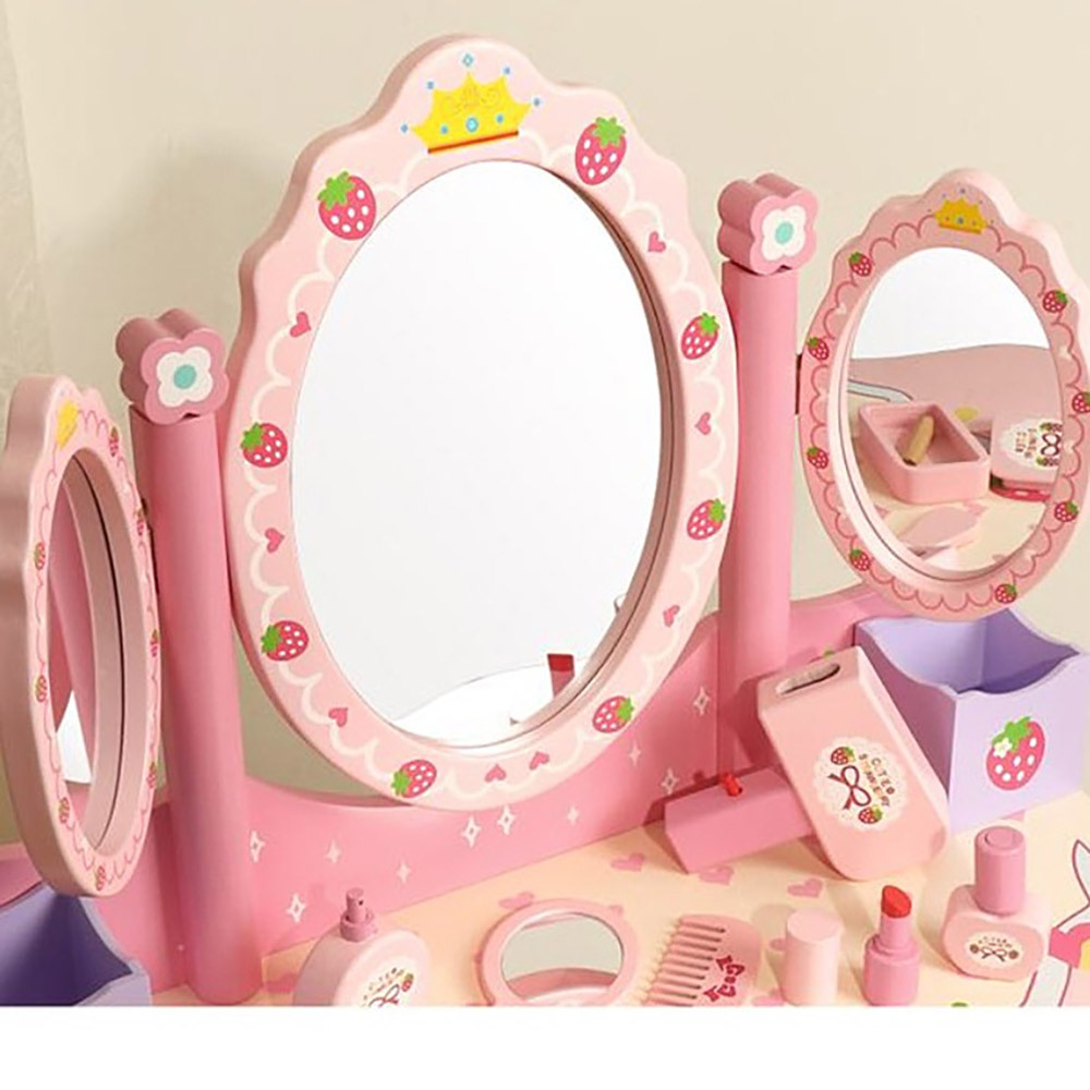 Girls Simulation Play House Early Childhood Education Baby Birthday Gift Wooden Children's Dressing Table Toy