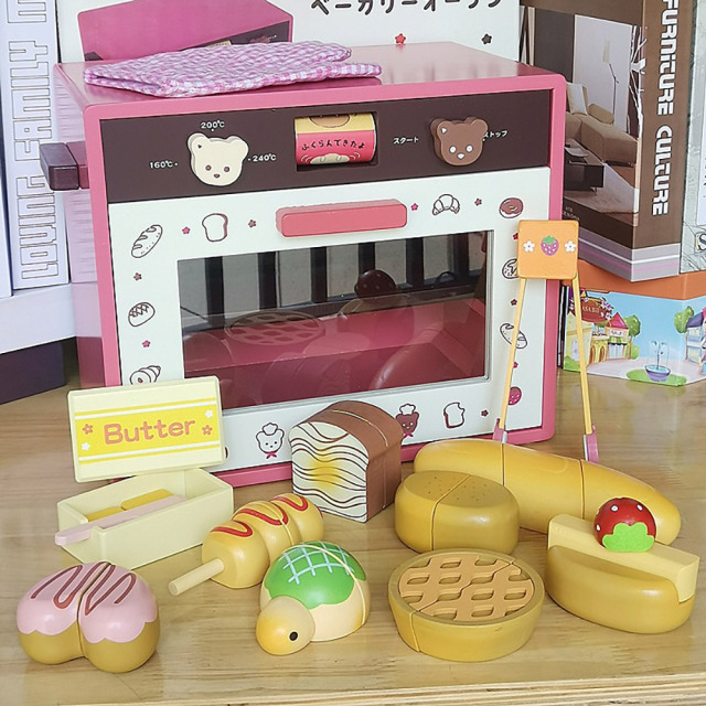 Montessori Wooden Pretend Play House Children's Kitchen Toy Pizza Oven Wooden cooking Oven Toy