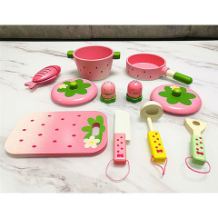 Children's Pink Strawberry Kitchen Stove Simulation Play House Set Simulation Cooking Cookware Toys