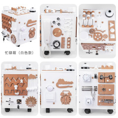 Children Montessori Early Education Puzzle Intelligence Unlock Buckle Busy Treasure Chest Kids Wooden Busy Box