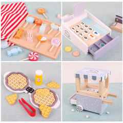 Baby Toy selling Trolly Pretend Supermarket Toys Play Set Kids Trolley Wooden Montessori Toys