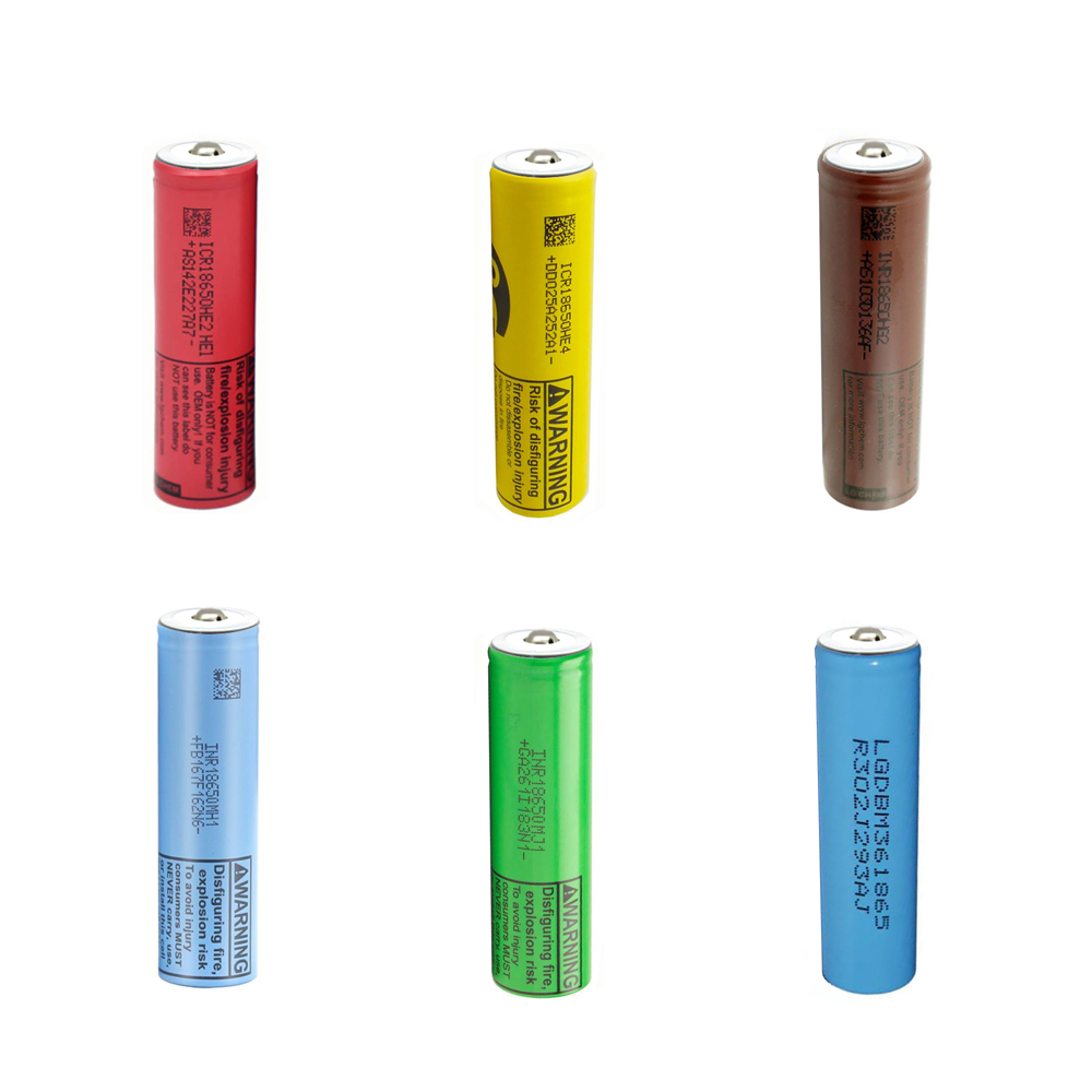 LG 18650 Button Top Battery: MJ1 3500mAh 10A, LG MH1 3200mAh 10A, LG HE4 2500mAh 20A INR18650 cells