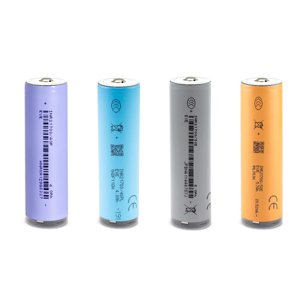 eve 21700 button top protected batteries including 40p, 40pl, 50e, and 58e models