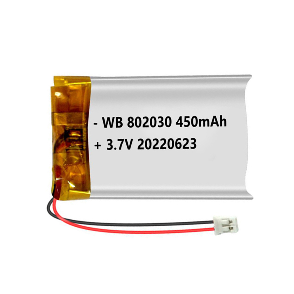802030 battery lipo 450mAh 3.7V lithium polymer rechargeable cell