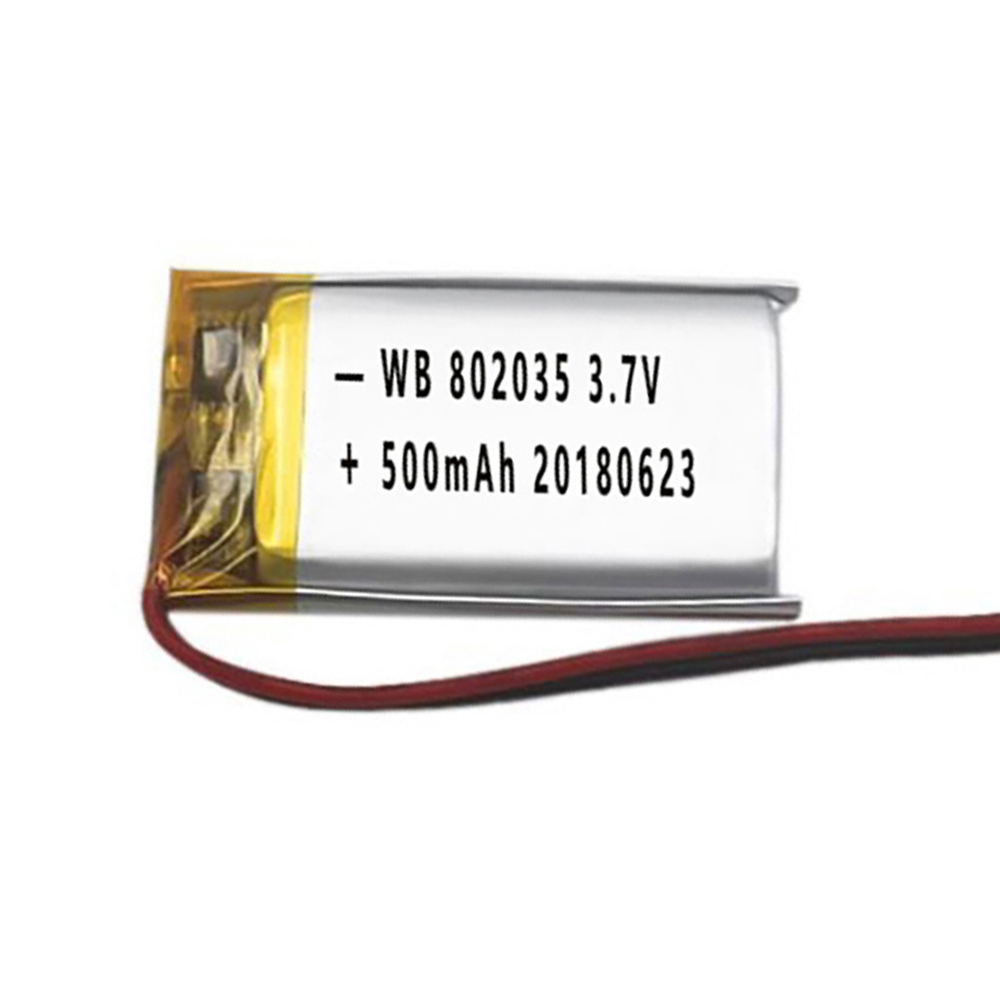 802035 battery lipo 500mAh 3.7v lithium polymer rechargeable cell