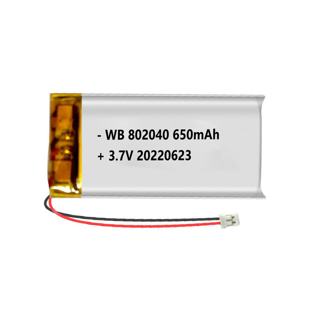802040 battery lipo 650mAh 3.7v lithium polymer rechargeable cell