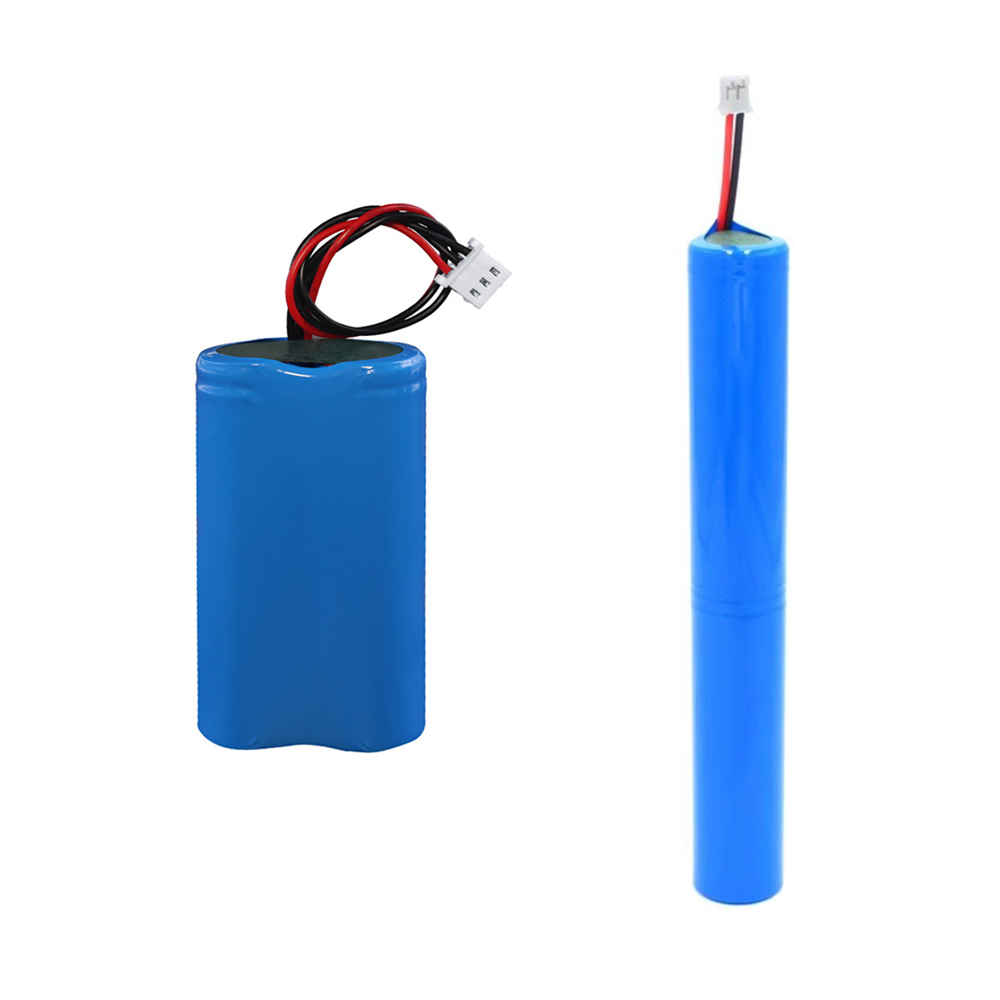 7.4V 2S rechargeable 18650 Li-ion battery pack with capacity options 1000mAh, 1100mAh, 1200mAh, 1300mAh, 1500mAh, 1800mAh, 2200mAh, 2600mAh, 3350mAh, 3400mAh and 3500mAh