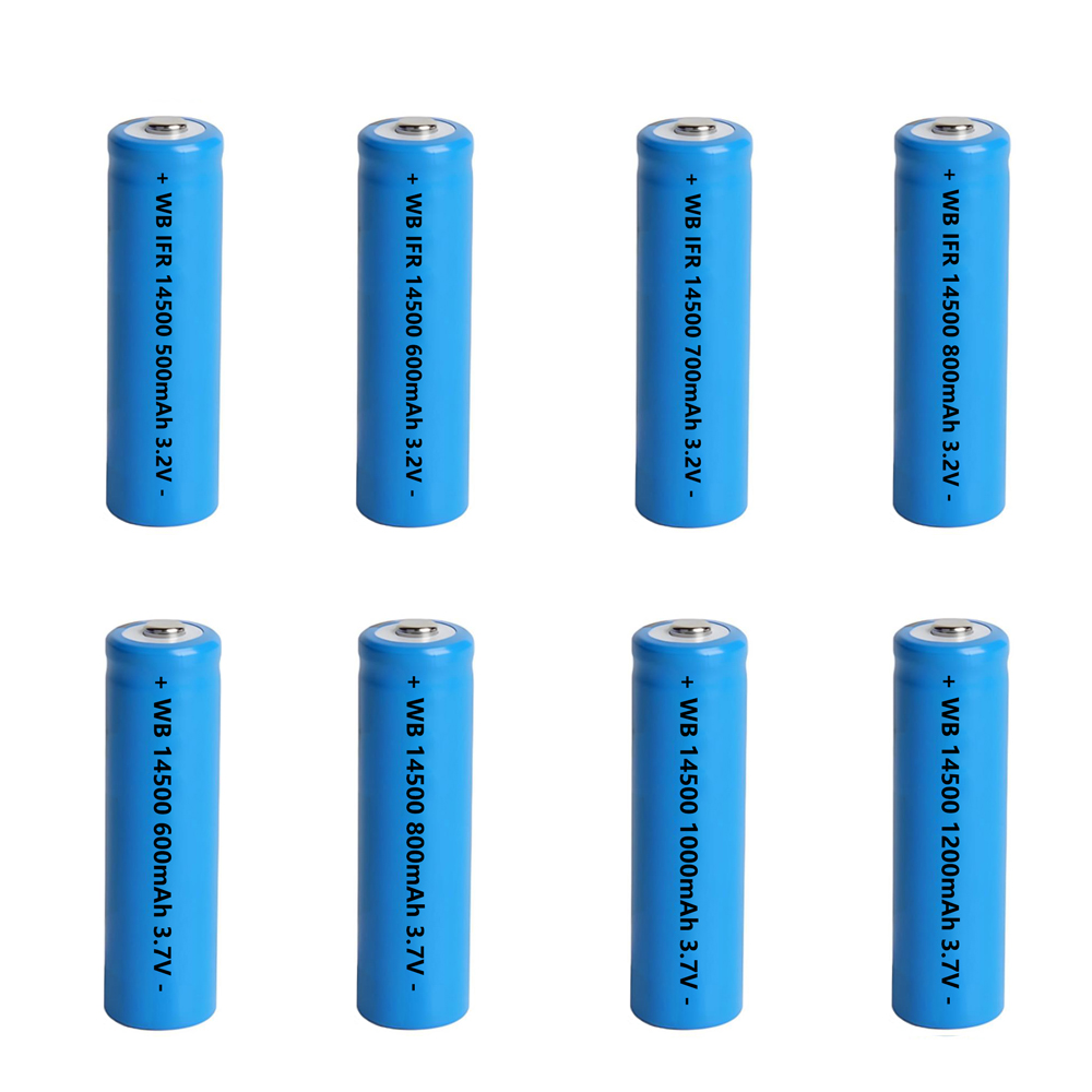 14500 rechargeable lithium battery 3.7V & 3.2V button top for flashlight and solar light