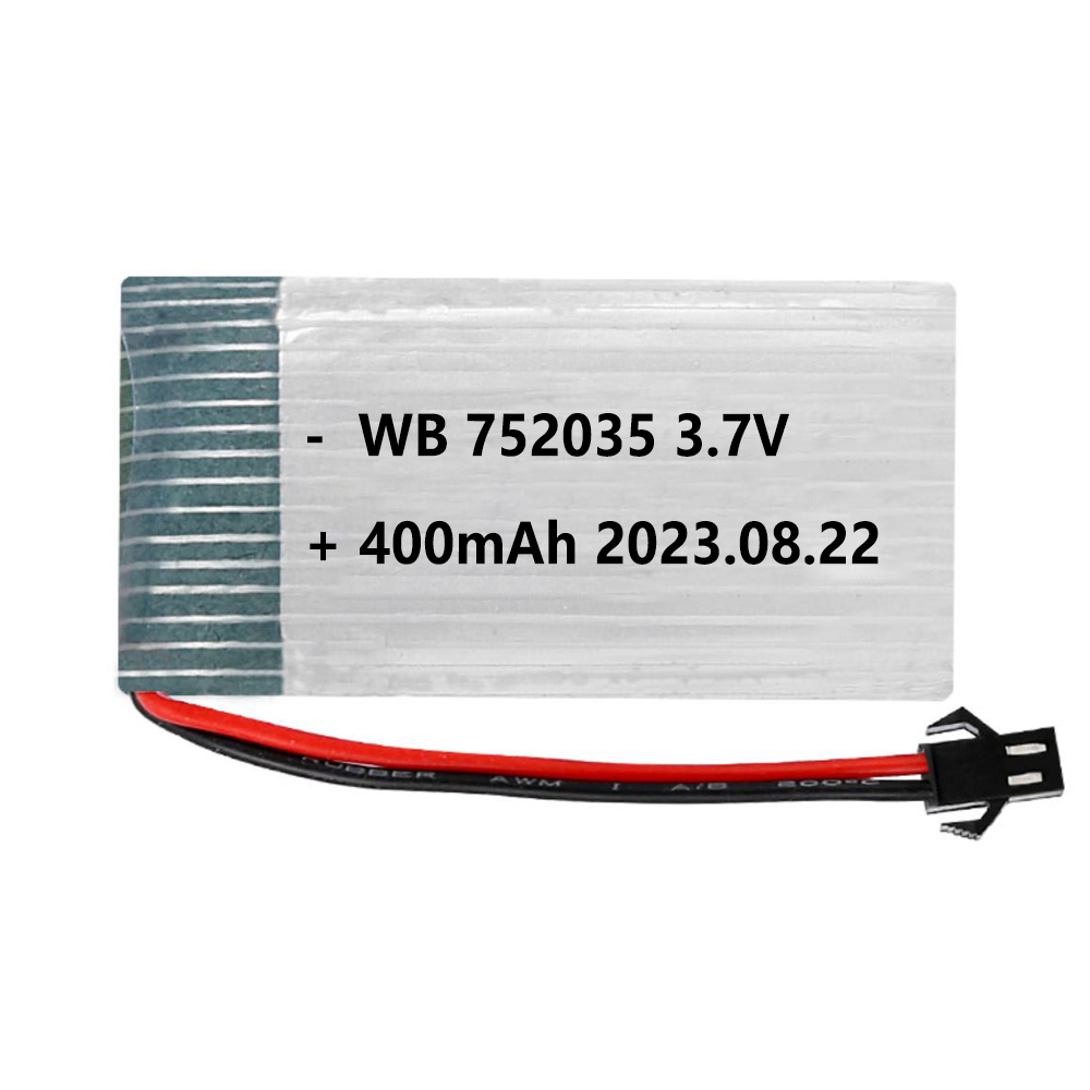 3.7V 1S 752035 400mAh RC Drone LiPo Battery With 20C Lithium Polymer Cell